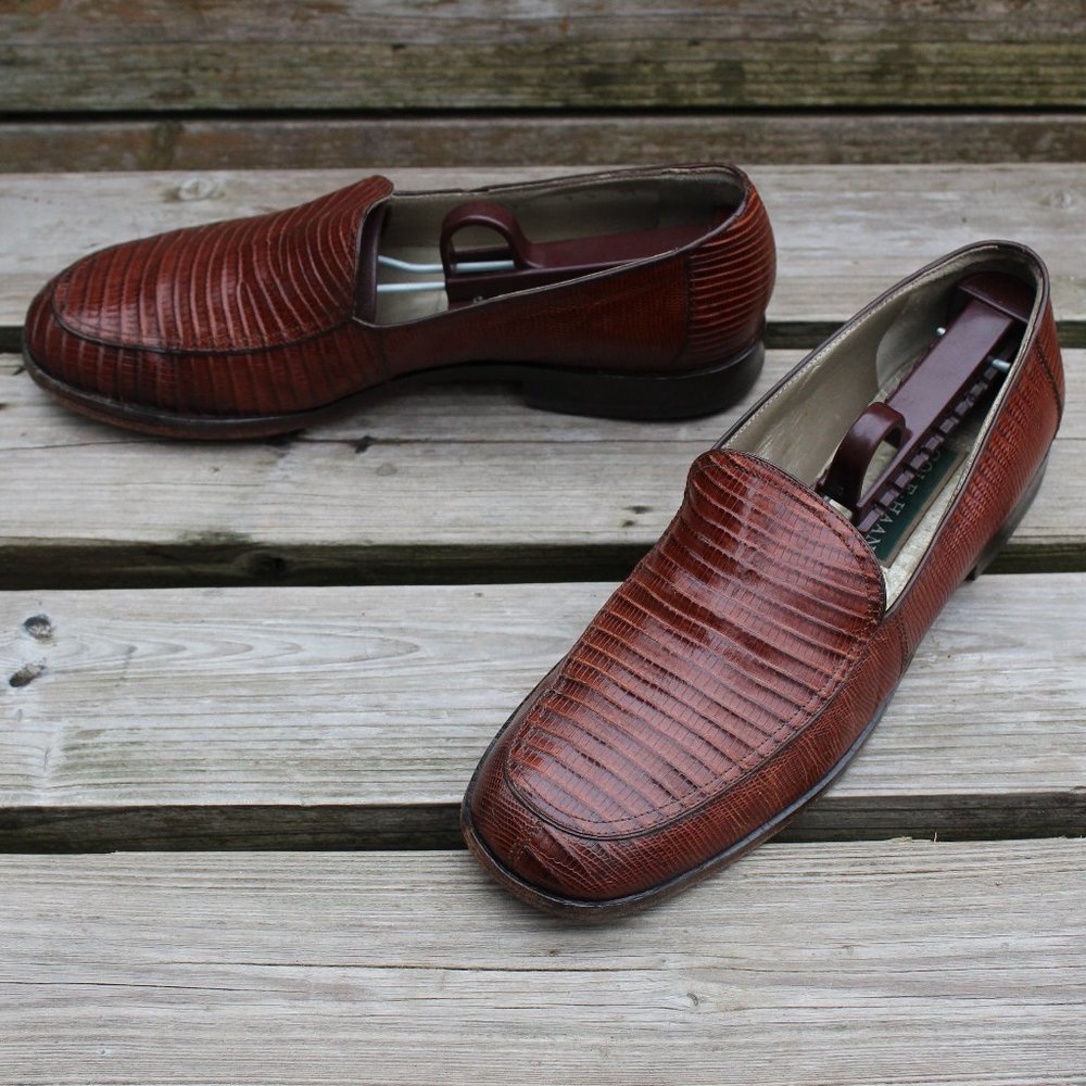 Vintage Cole Haan Brown Lizard Skin Loafers, Women's 9 B, Made in Italy, EUC